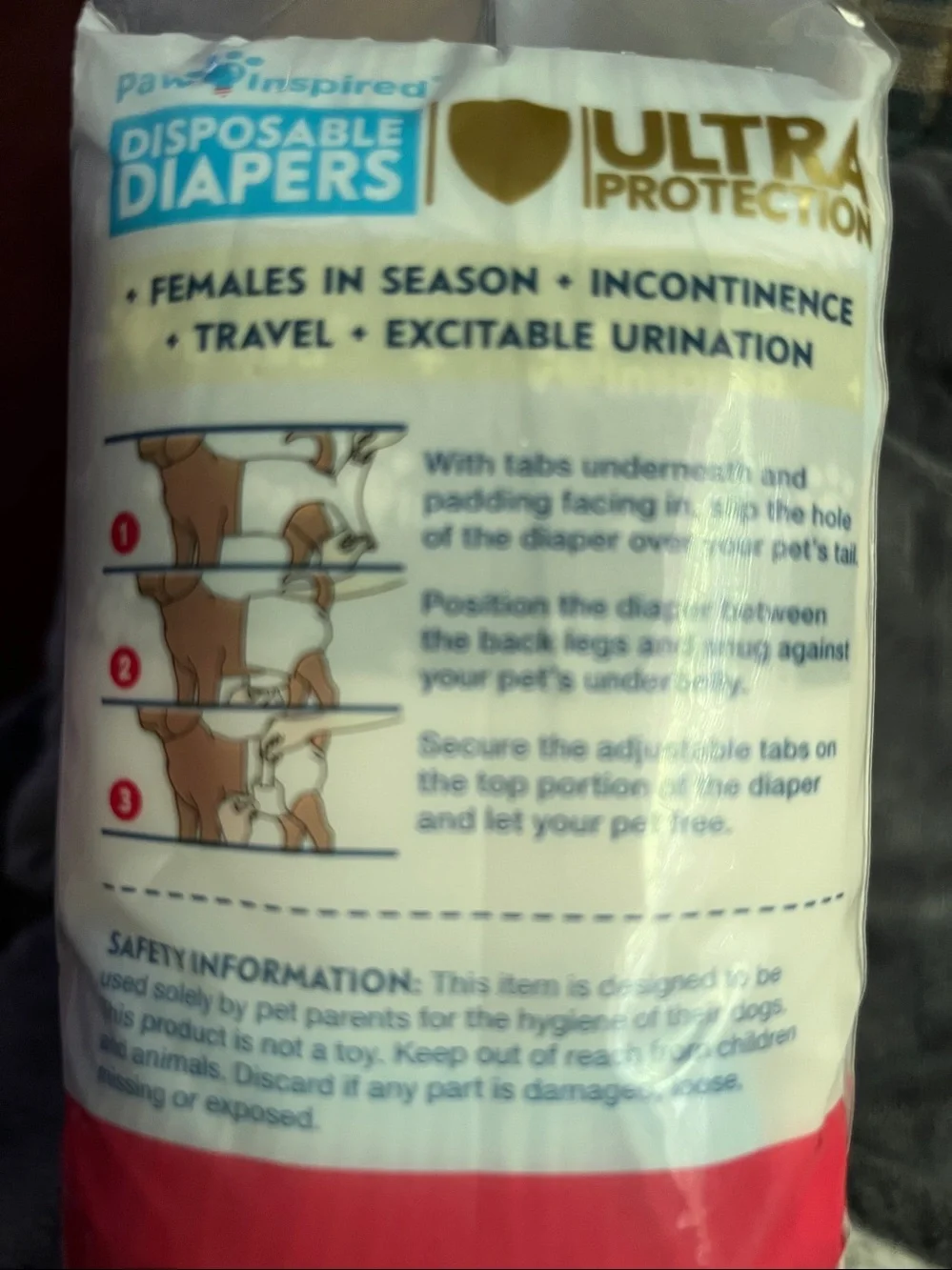 Inspire Disposable Dog Diapers in White and Gold - Pack of 32